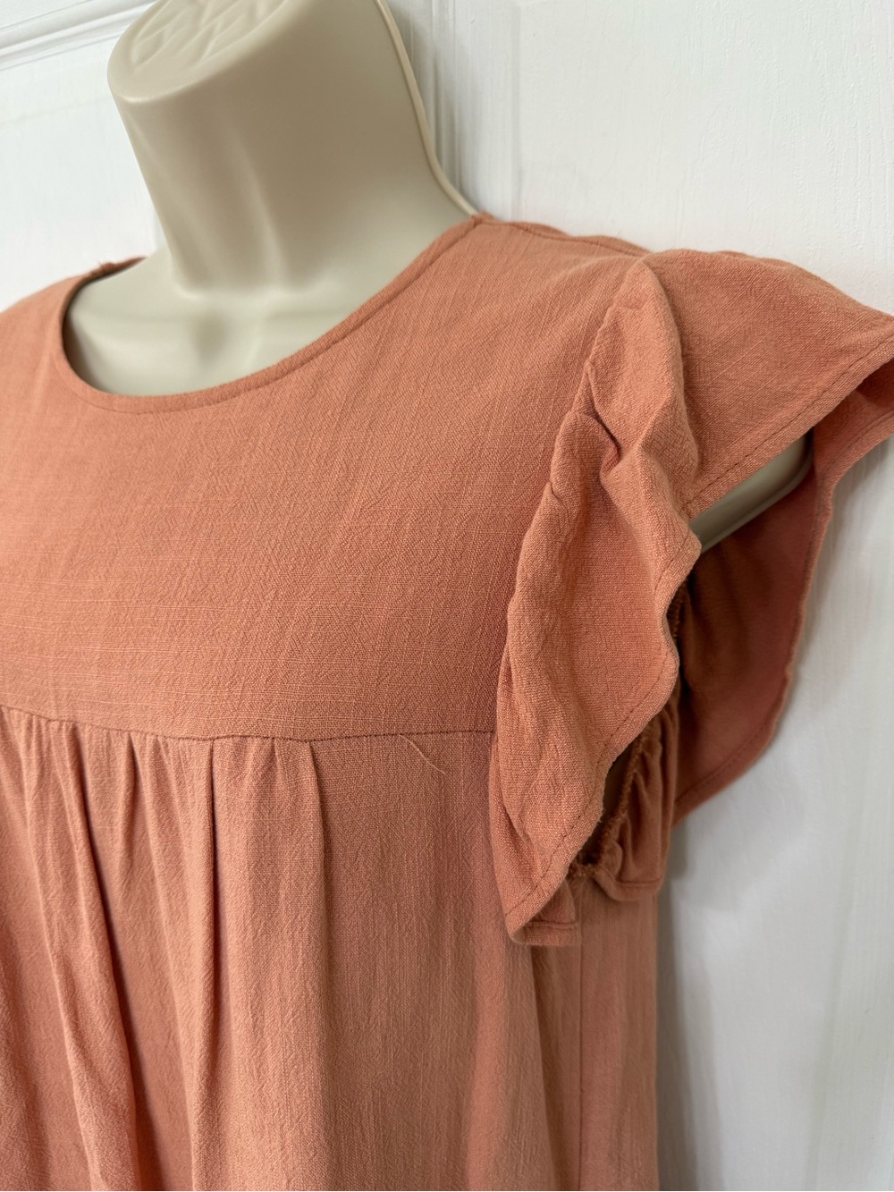 Altar’d State Theodora Peach Tiered Ruffle Sleeve Mini Dress XS - Picture 7 of 13
